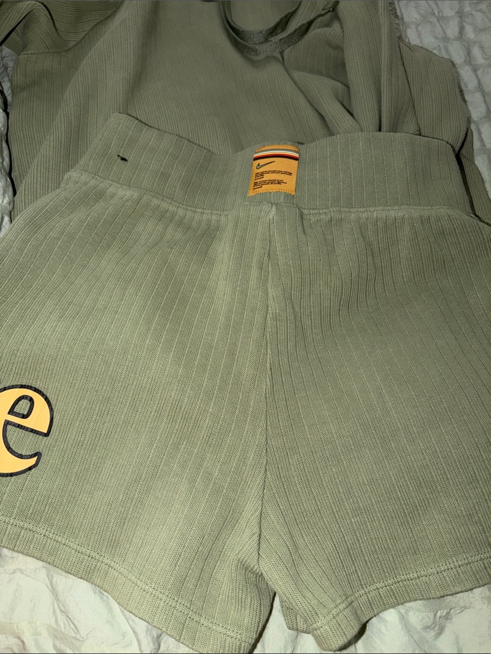 Nike Olive Green Ribbed Hoodie & Shorts Set - Picture 9 of 14